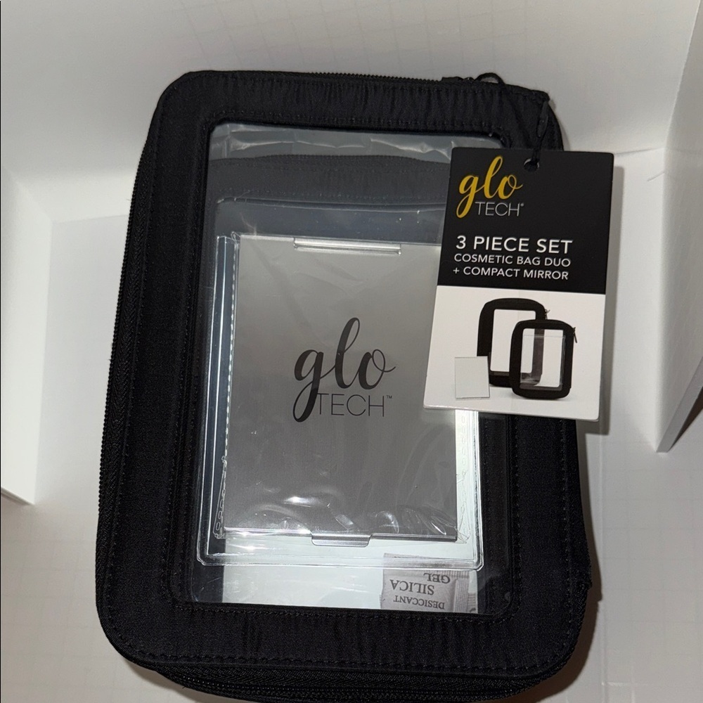 GLO Tech Black Cosmetic Bag Set with Mirror - Picture 3 of 6